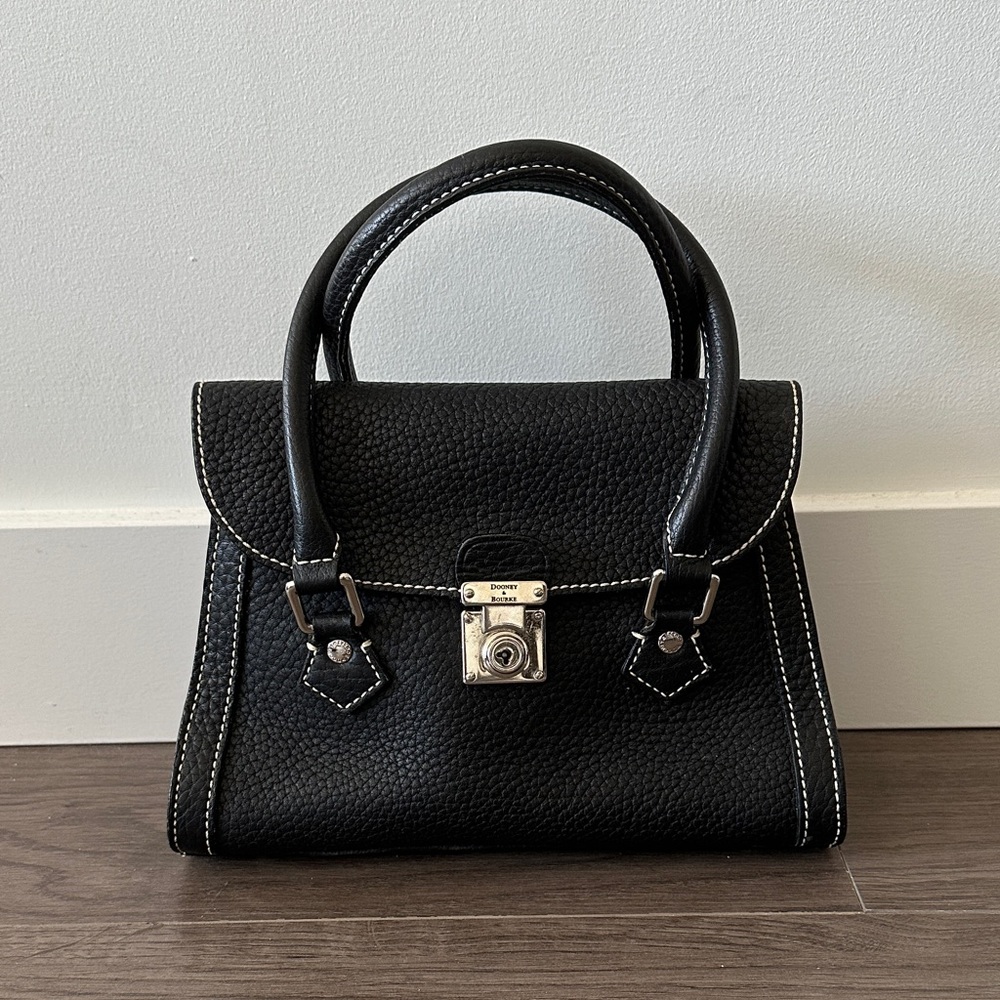 Dooney & Bourke Black Pebbled Leather Mini Satchel w/ Lock & Key